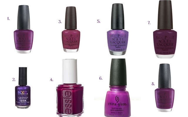 OPI Pamplona Purple; NYC Purple Pizzazz Frost; OPI Plugged in Plum 